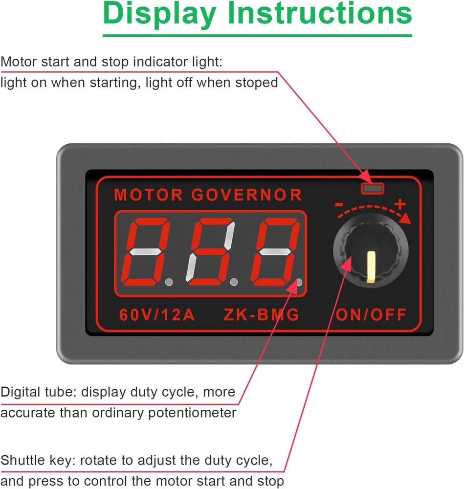2Pack 500W 12A PWM DC Motor Speed Governor Controller Switch BMG Digital Display