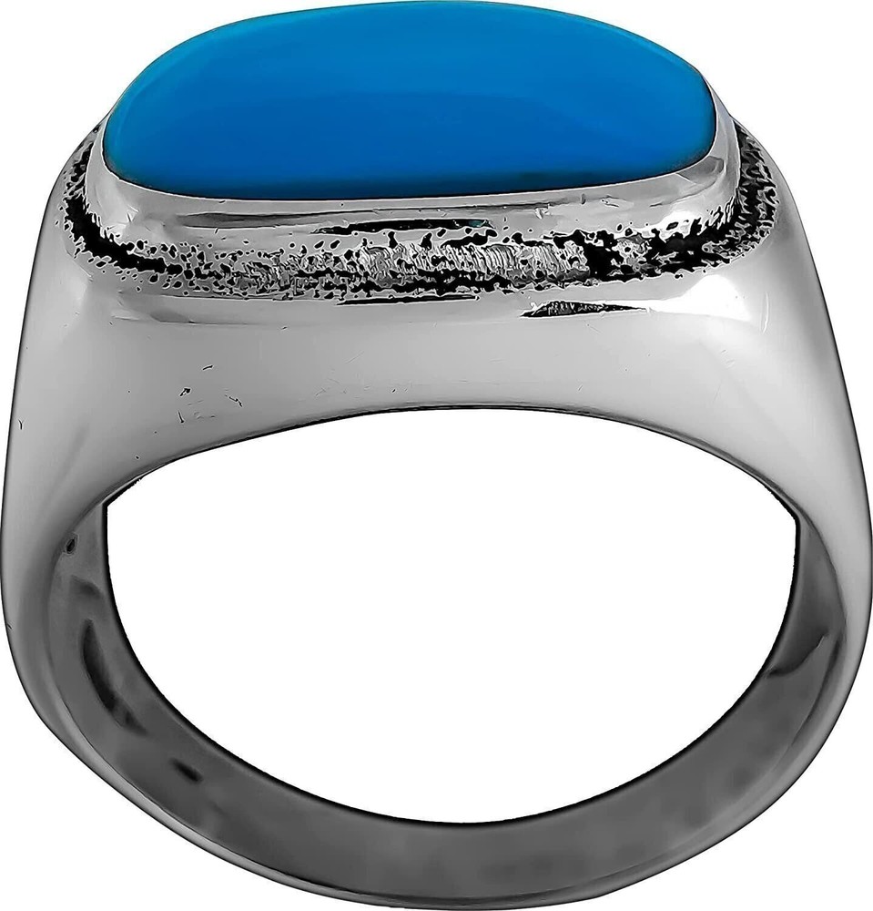 Size 11-925 Sterling Silver & Turquoise Resin Rounded Square Double Border...