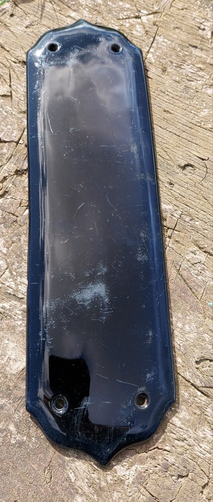 Victorian Gloss Black Ceramic Finger Plate - Architectural Salvage