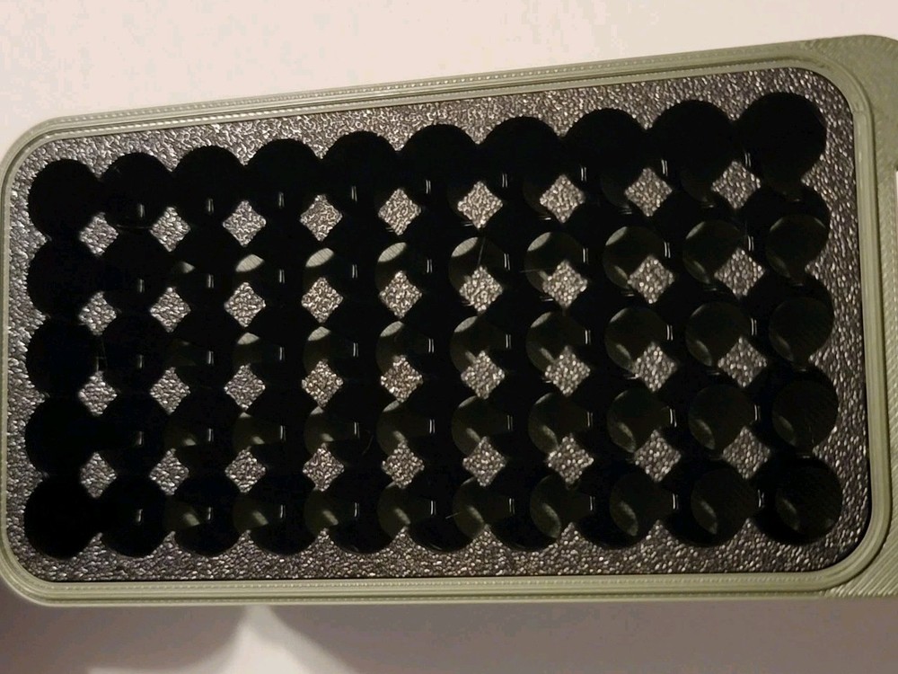 3D Printed 9mm Ammo Box Snap Lock 50 rd Compact Storage Olive Green Gold Pla