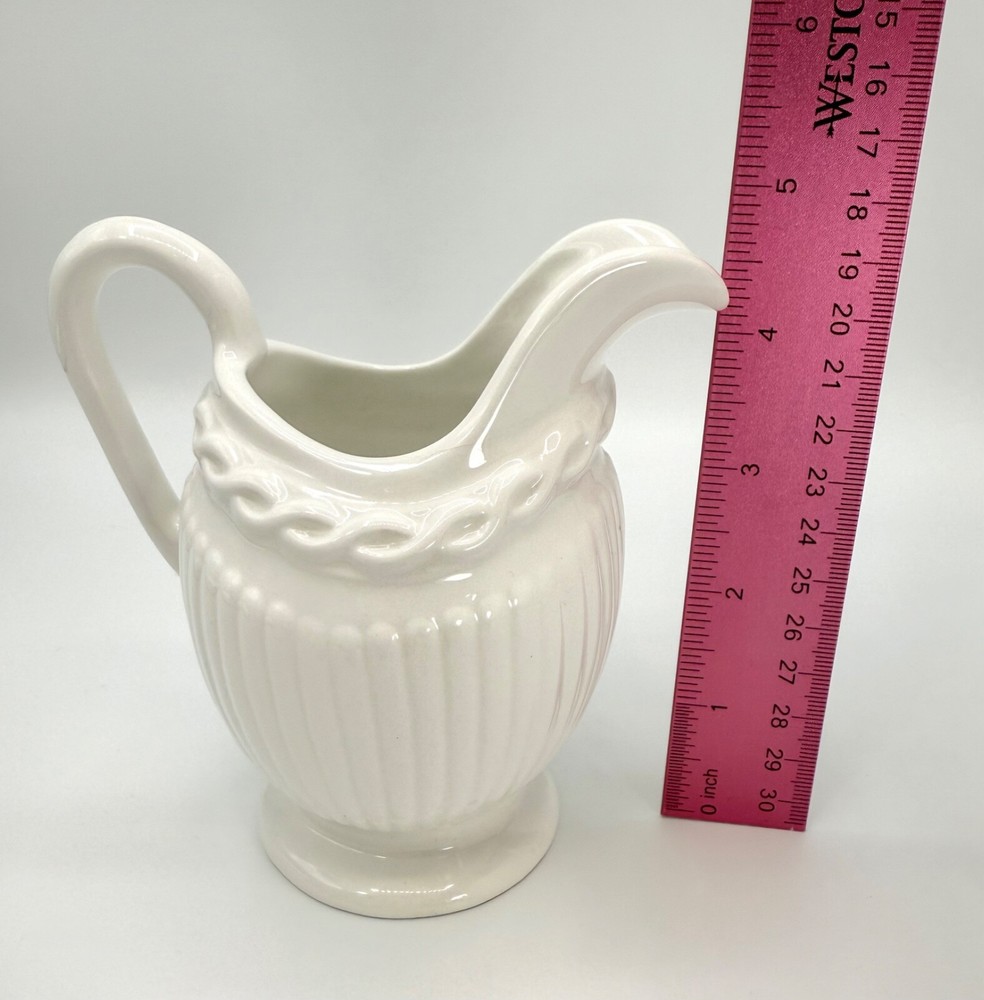 Villa Verde Kari Walmsley Solid White Creamer Ivy Leaf Handle J. Wilfred Sadek