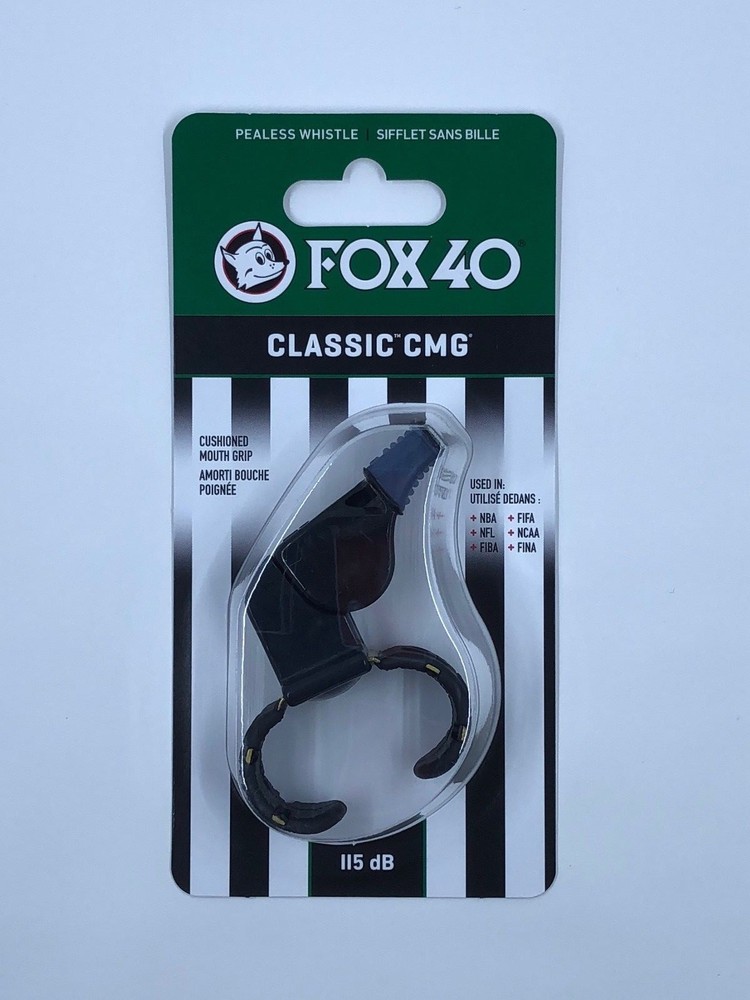 Fox 40 | Classic CMG Fingergrip Whistle Black Referee Alert | 100% Authentic