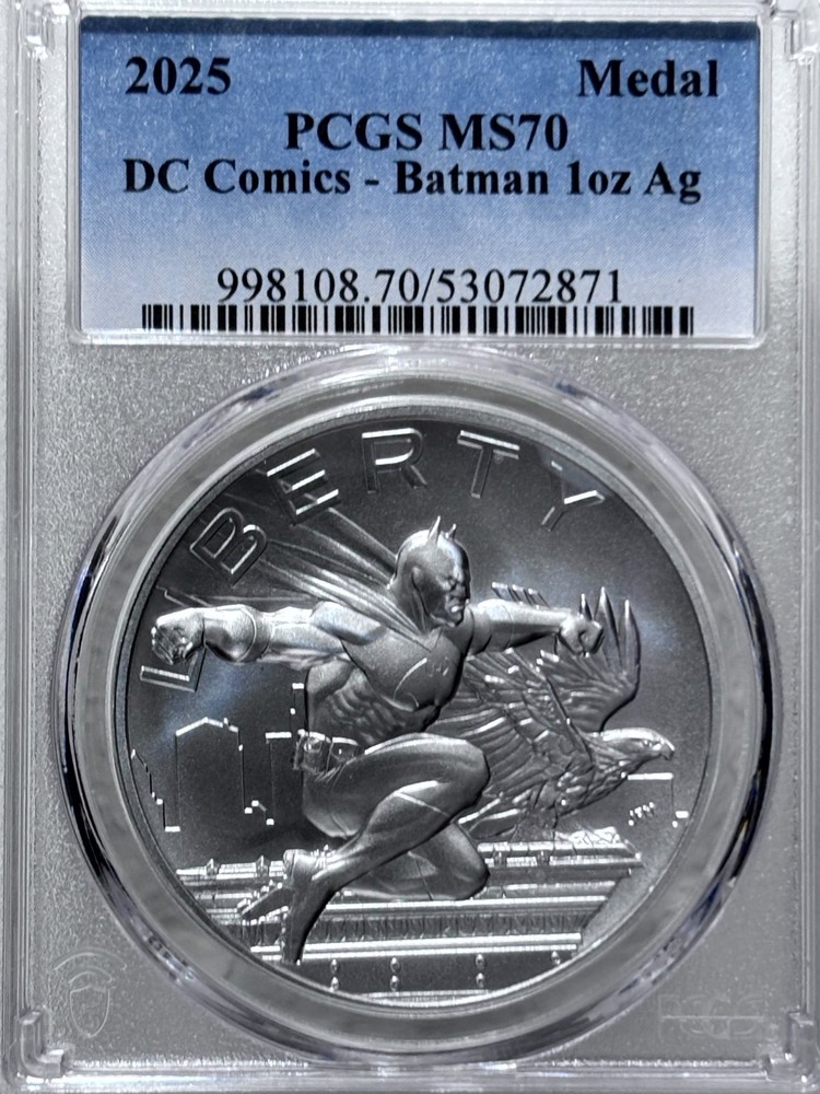 2025 Silver DC Comics Batman Medal PCGS MS70