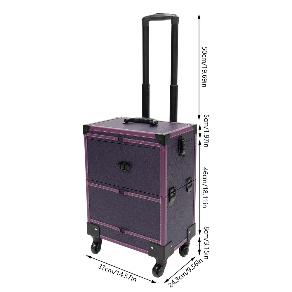 Modern Rolling Makeup Train Case Trolley Cosmetic Organizer Box with Mirror