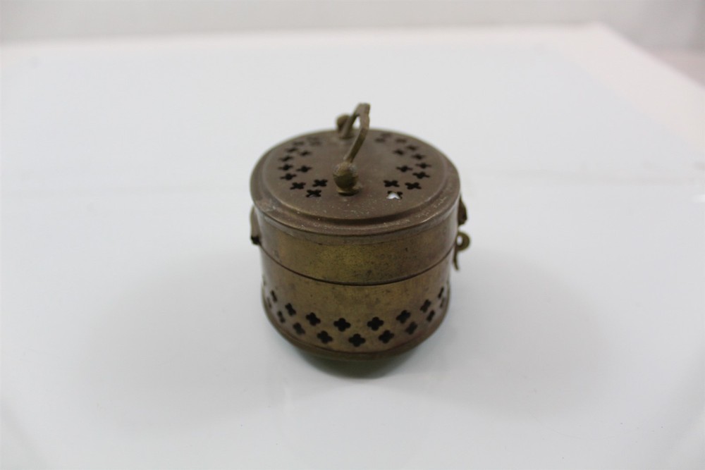 Incense Holder Oval Box All Brass 3-3/8" Handmade