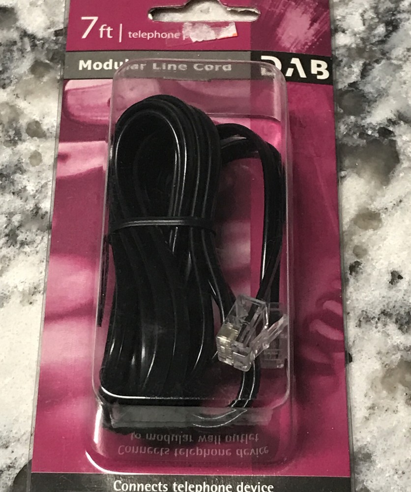 7 ft Modular Telephone Cord Black