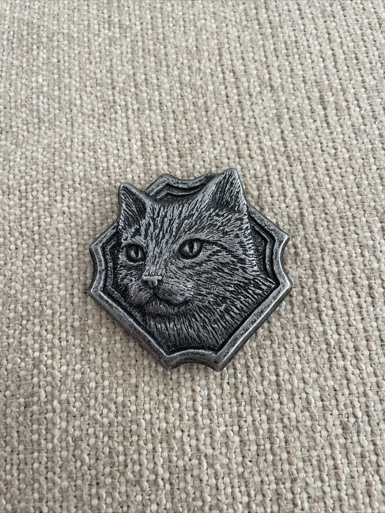 Cat kitten3D  Magnet Pewter Colored 2" raised round