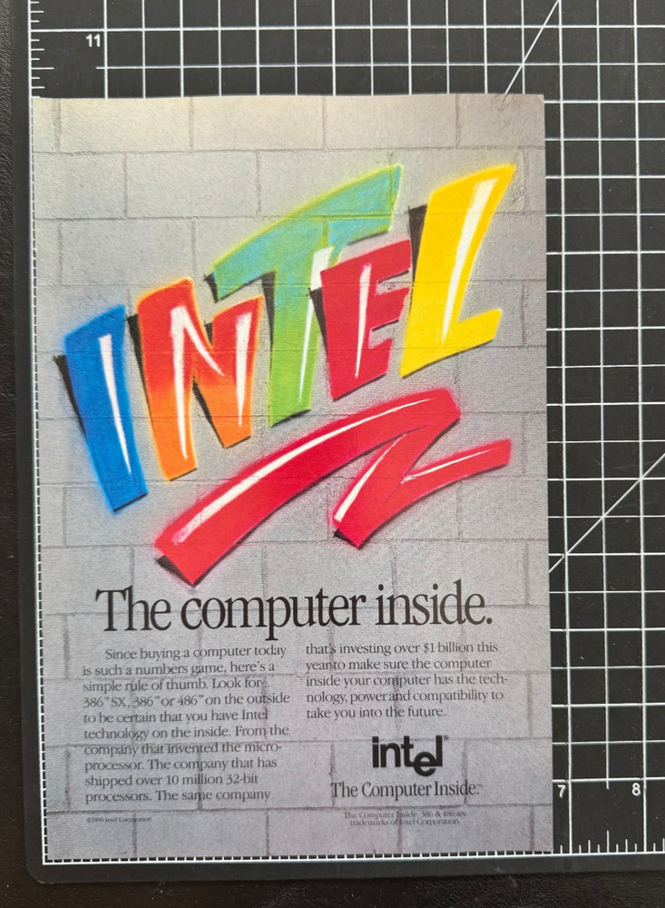 INTEL The Computer Inside Technology Processor Power Vintage Print Ad 1991