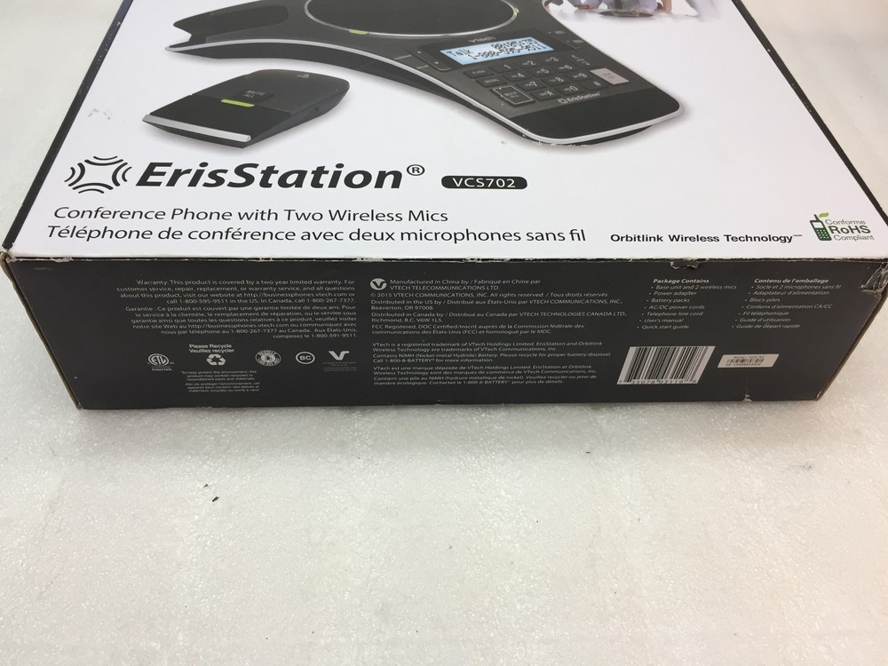 VTech Erisstation VCS702 Conference Phone w/ 2 Orbitlink Wireless Mics