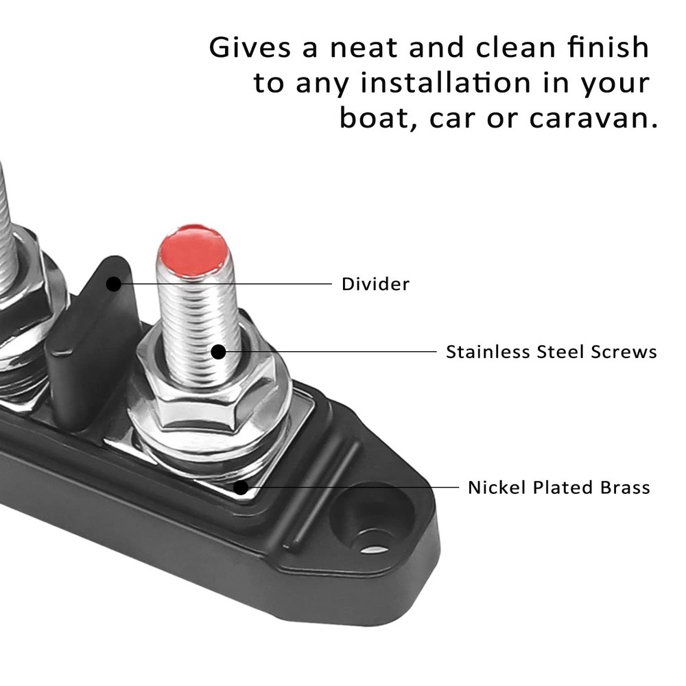 Versatile Power Distribution Block with Stainless Steel Rings & Compact Design