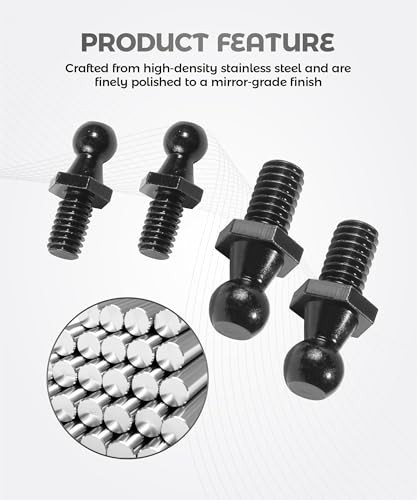 4PCS 10mm Ball Stud,Car Accessories Spring Strut Studs with Hardware Lock Black