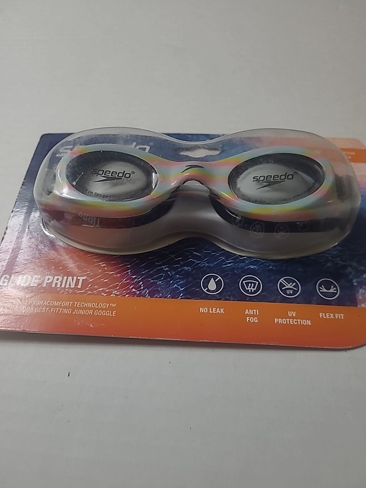 New Speedo Glide Print Goggles - Junior - BLK/STRIPE