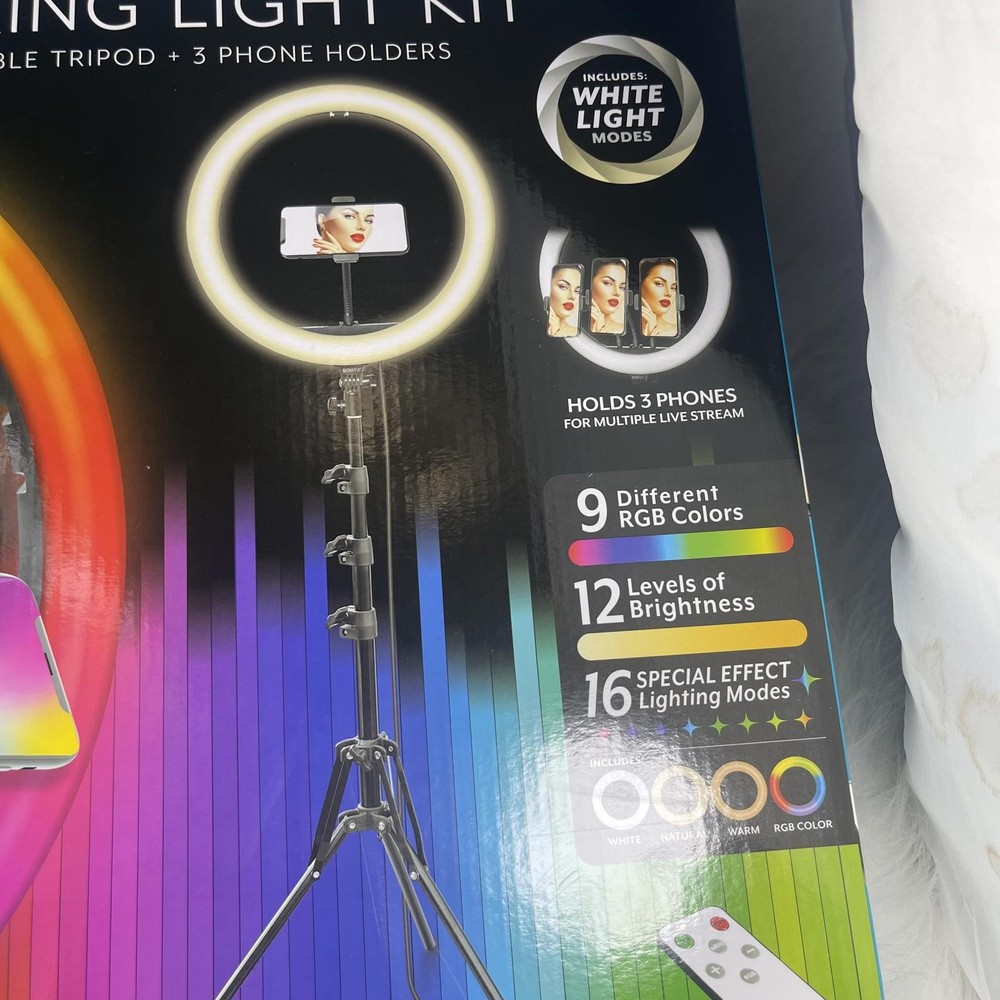 Bower 12-inch LED RGB Ring Light Studio Kit with Special Effects; Black