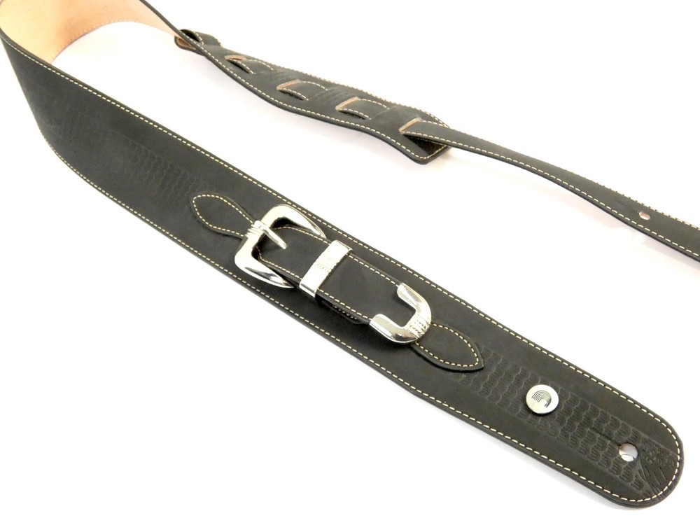 D'Addario Black, Genuine Leather Adjustable Guitar Strap