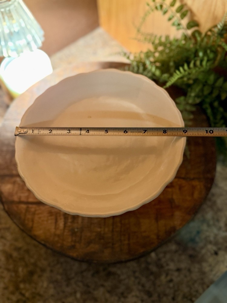 White Ceramic Cake Stand Round 9” Grape Pattern