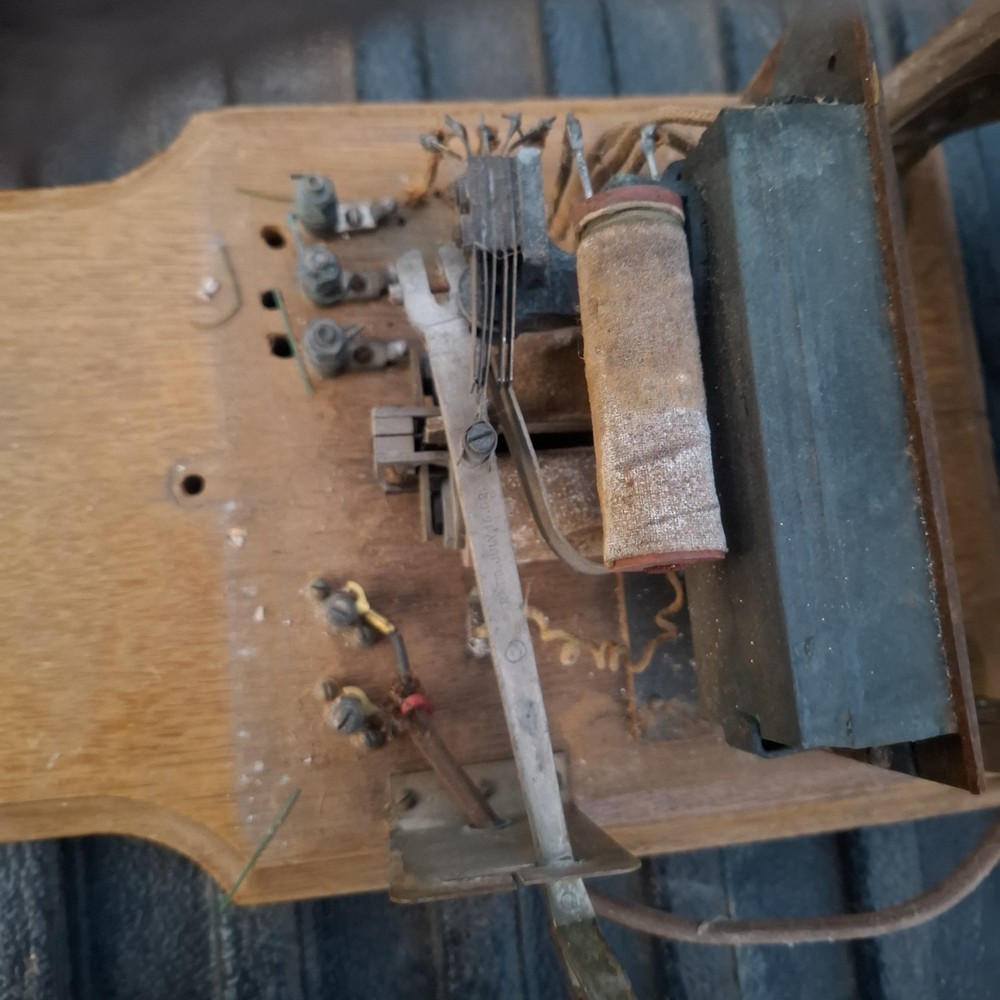 Unique Antique Crankless Wood Wall Phone with Bell