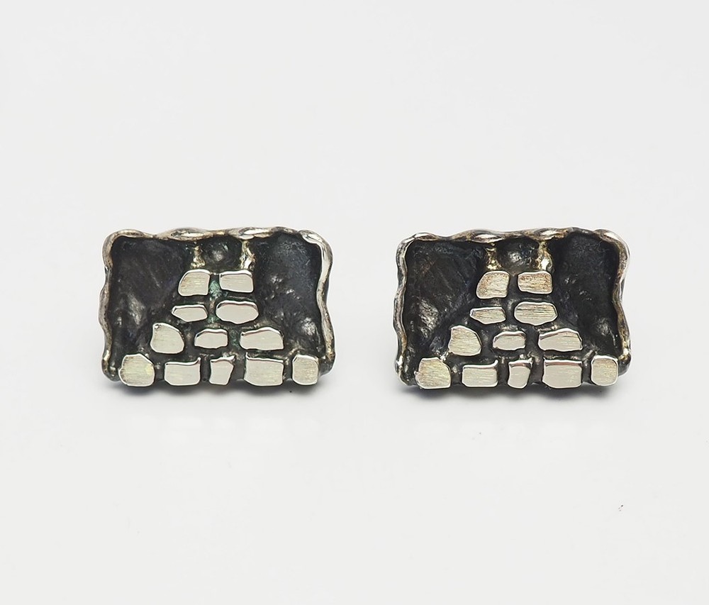 Brutalist  vintage modern 835 silver cufflinks Germany