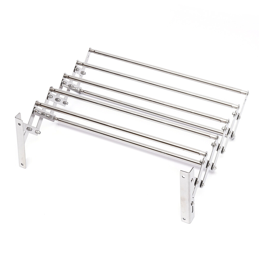 Hanger Shelf Wall-Mounted Expandable Folding Clothes Drying Towel Rack Laundry