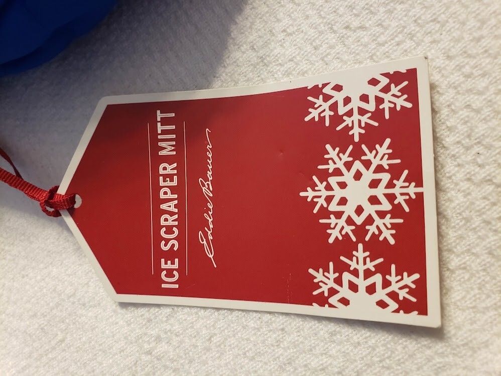 Eddie Bauer Ice Scraper Mitt Blue Fleece Lined