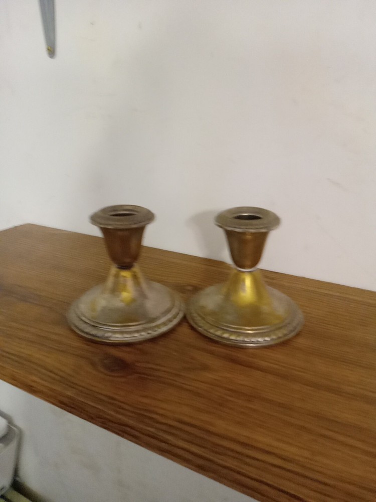Weighted Silverplate Candlestick Holders