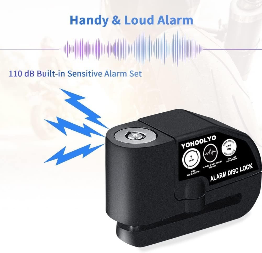 Waterproof Motorcycle Disc Lock - Anti-Theft Pin with Motion Sensor & Keys