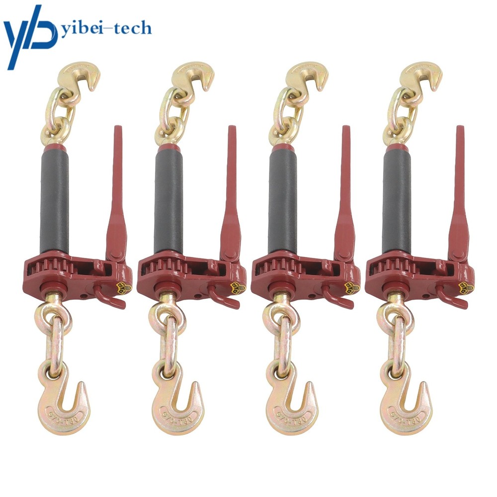 4 Pack Folding Handle Load Binder W/2 Grab Hooks for 5/16-3/8in Grade 70