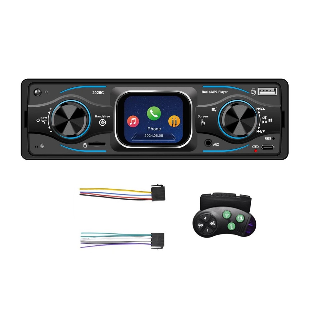 MP3 Car Radio with Steering Wheel Control, Bluetooth A2DP USB TF Card Reader