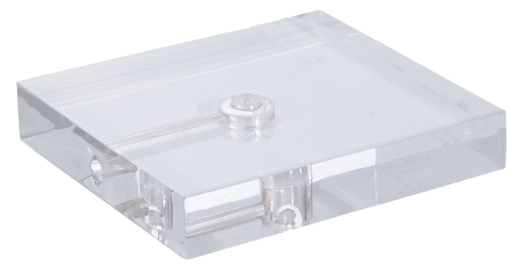 New 8" x 6" Rectangular Clear Acrylic Lamp Base w/ Center Hole & Wireway hole