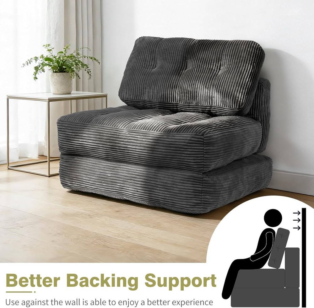 Folding Sofa Bed Convertible Sleeper Sofa Bed W/ Pilow & Back Support 3 in 1