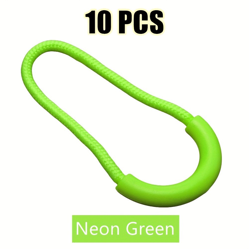 Premium Zipper Pulls Extension Handle Cord, 10 Pack Plastic U-Shape, Fluorescent