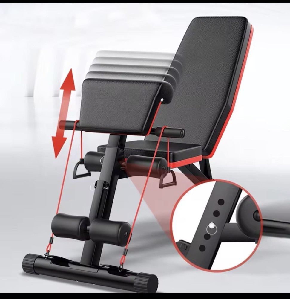 Adjustable Weight Bench, Black/Red, 7-Speed Backrest, 5-Speed Priest Bench