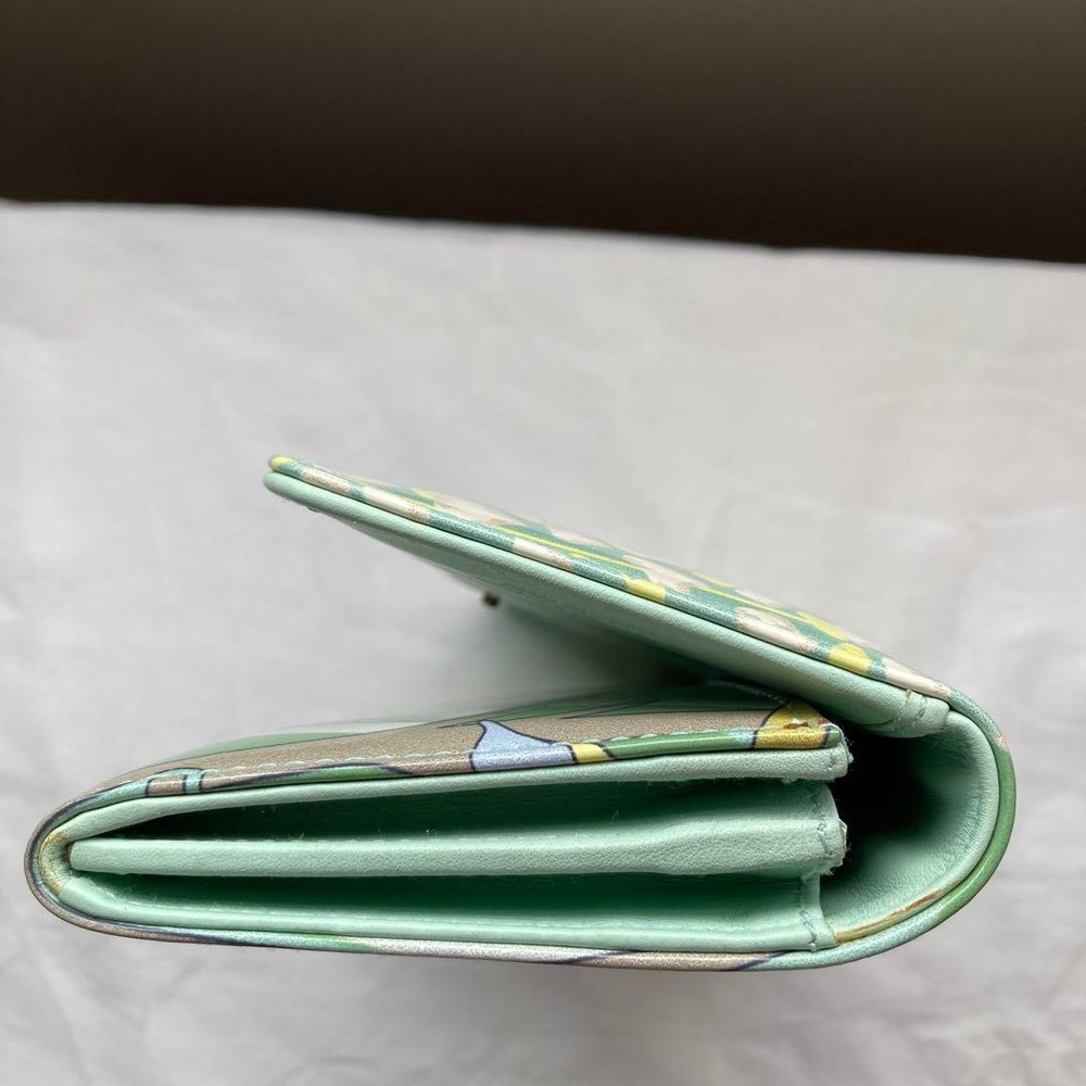 Emilio Pucci Bi-fold Wallet Green Floral Pattern