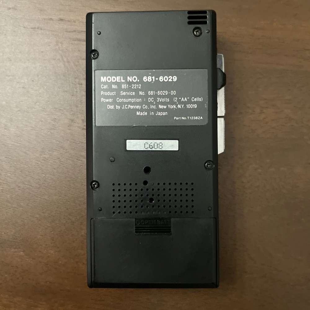 Model #681-6029 Clear Voice Plus Microcassette Recorder Handheld Black 2 Speed