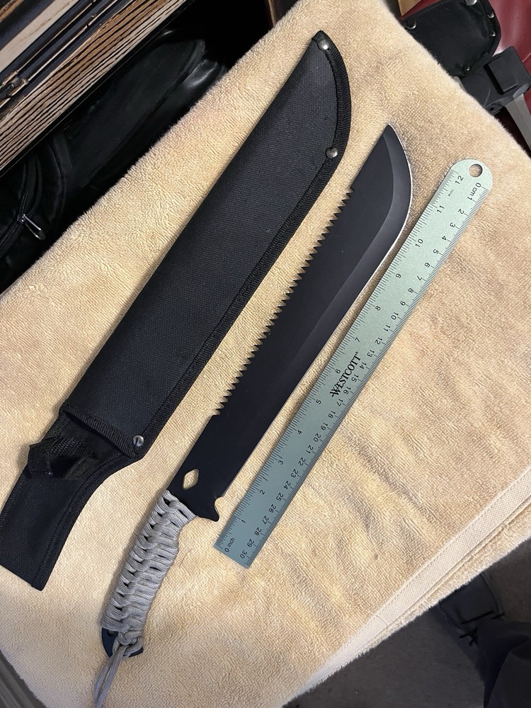 Avalanche Saw Tooth Mini Machet, Paracord Wrapped Handle, Nylon Sheath