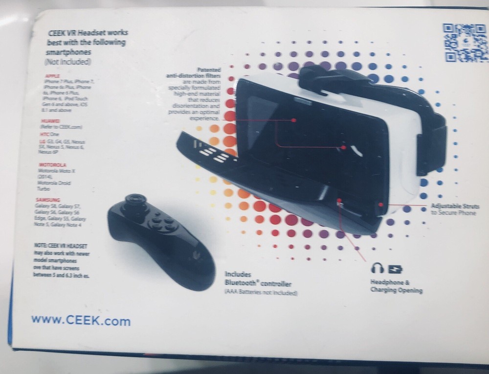 Ceek Virtual Reality Headset VR Wireless Controller Works With Most Smartphones