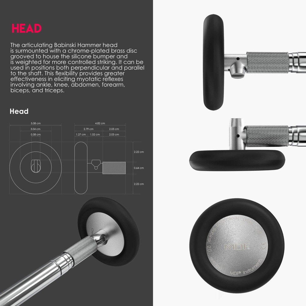 , Babinski Telescoping 2.0® Neurological Reflex Hammer with Built-in Brush fo...