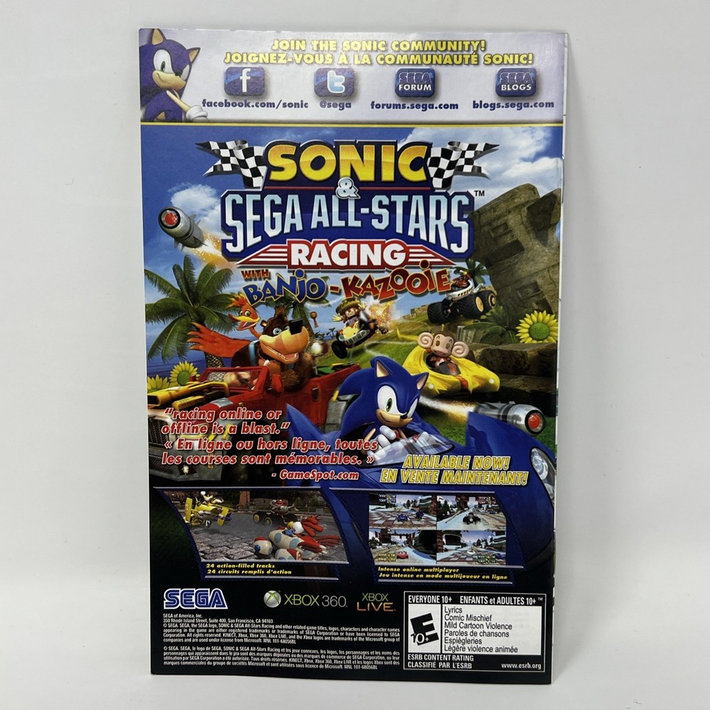 Sonic Generations (Microsoft Xbox 360, 2011) Manual Only No Game No Case