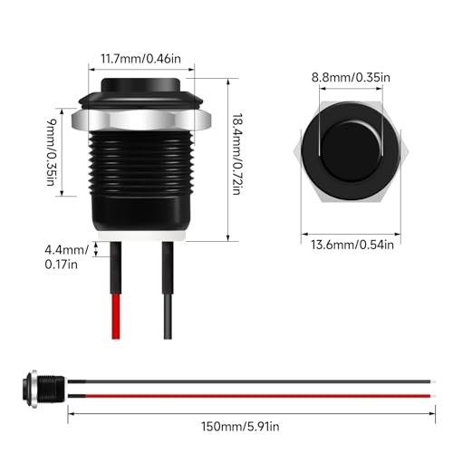 4PCS 12mm Momentary Push Button Switch IP65 Waterproof Push Button Switch with