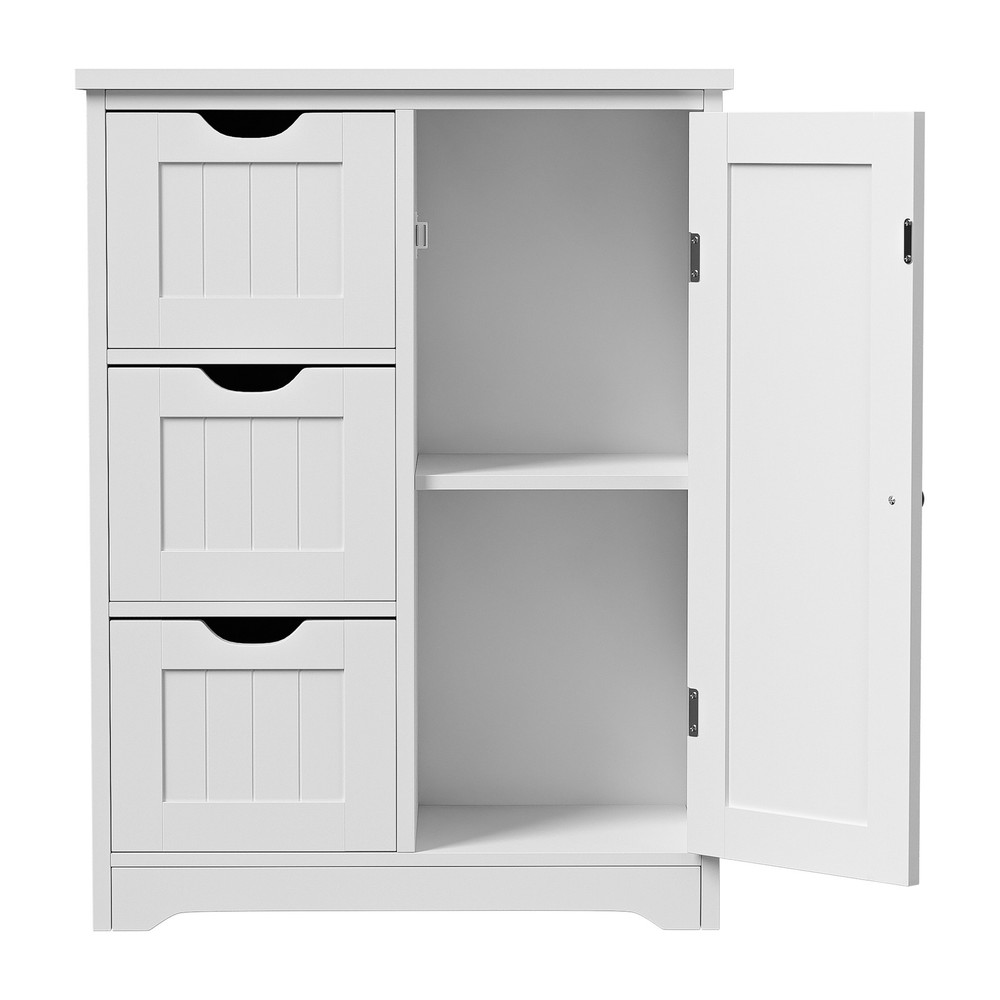 Bathroom Floor Cabinet with Drawer & Adjustable Shelf Kitchen Cupboard Storage