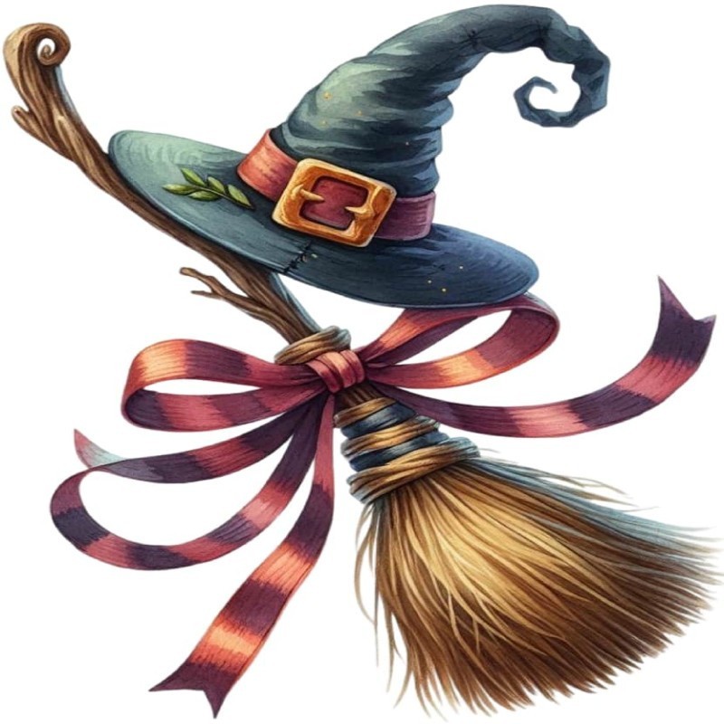 30 Custom Halloween Witch Broom Personalized Address Labels