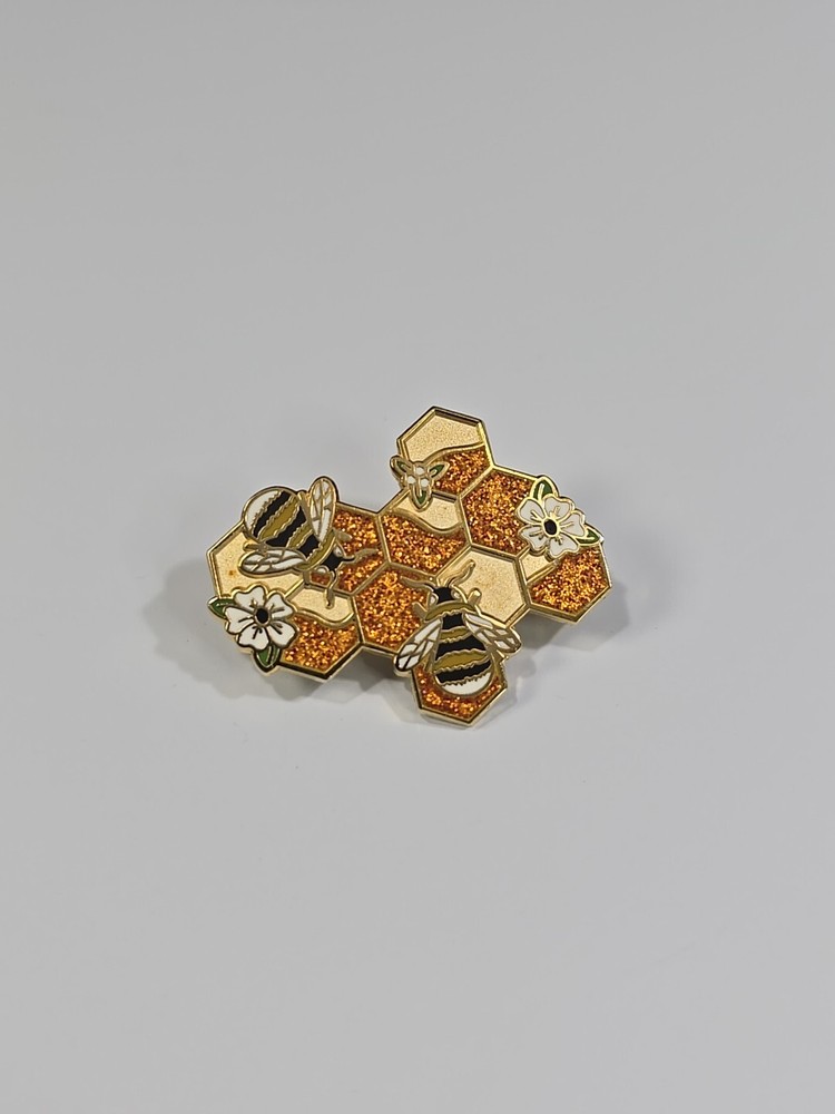 Bees On Honeycomb Lapel Pin