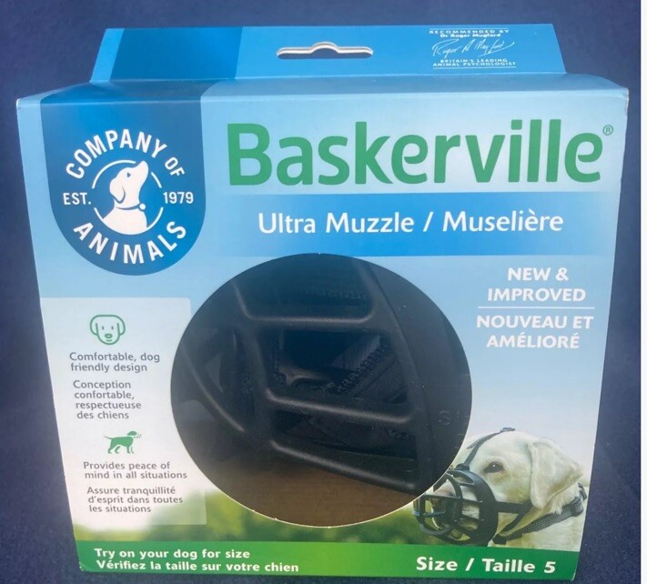 Baskerville Ultra Muzzle for Dogs Size 5 - Black , Fast Ship. New In Box