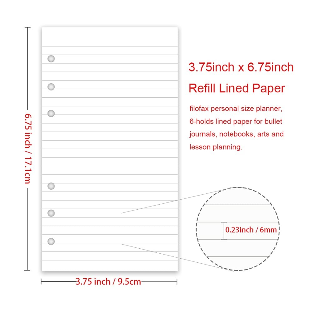 (2 Pack) A6 Lined Refill Paper, 200 Sheets/400 Pages Loose 200 Sheets, White