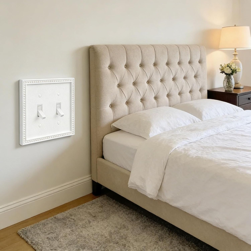 EFTV 10 Pack Mid-Size Toggle Light Switch Wall Plates 2-Gang Switch Electrical C