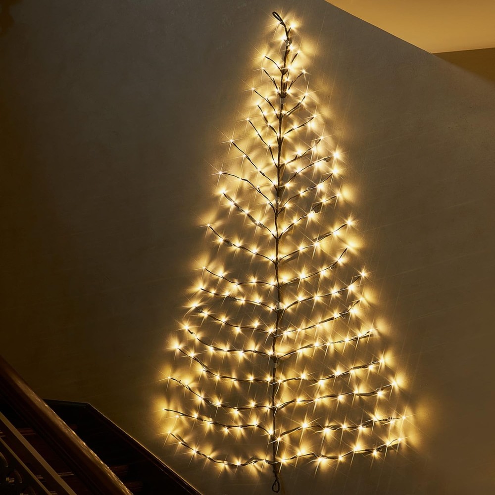 Fudios Lighted Wall Tree 6FT 180LED Warm White for Home 6FT, Whihite