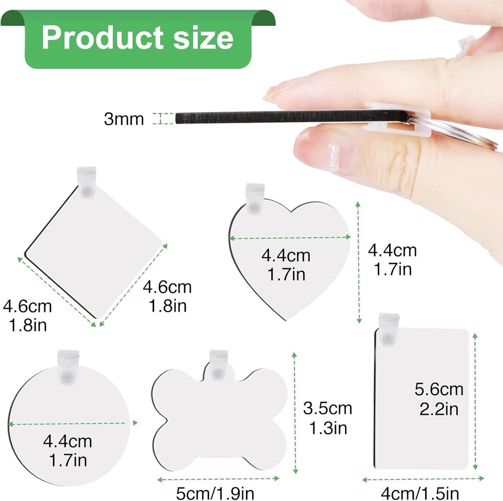 135Pcs Sublimation Keychain Blanks BulkMdf Keychain Double Sided Heat Transfer