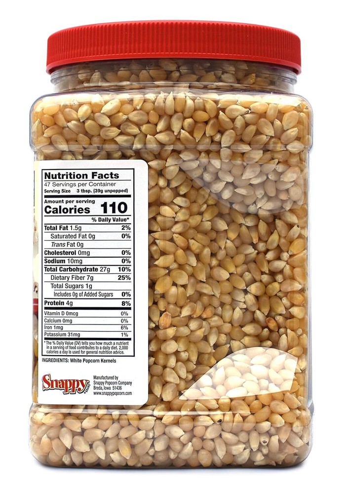 Bulk 4 Pounds Popcorn Kernels White 100% Whole Grain Non-GMO Old Fashioned