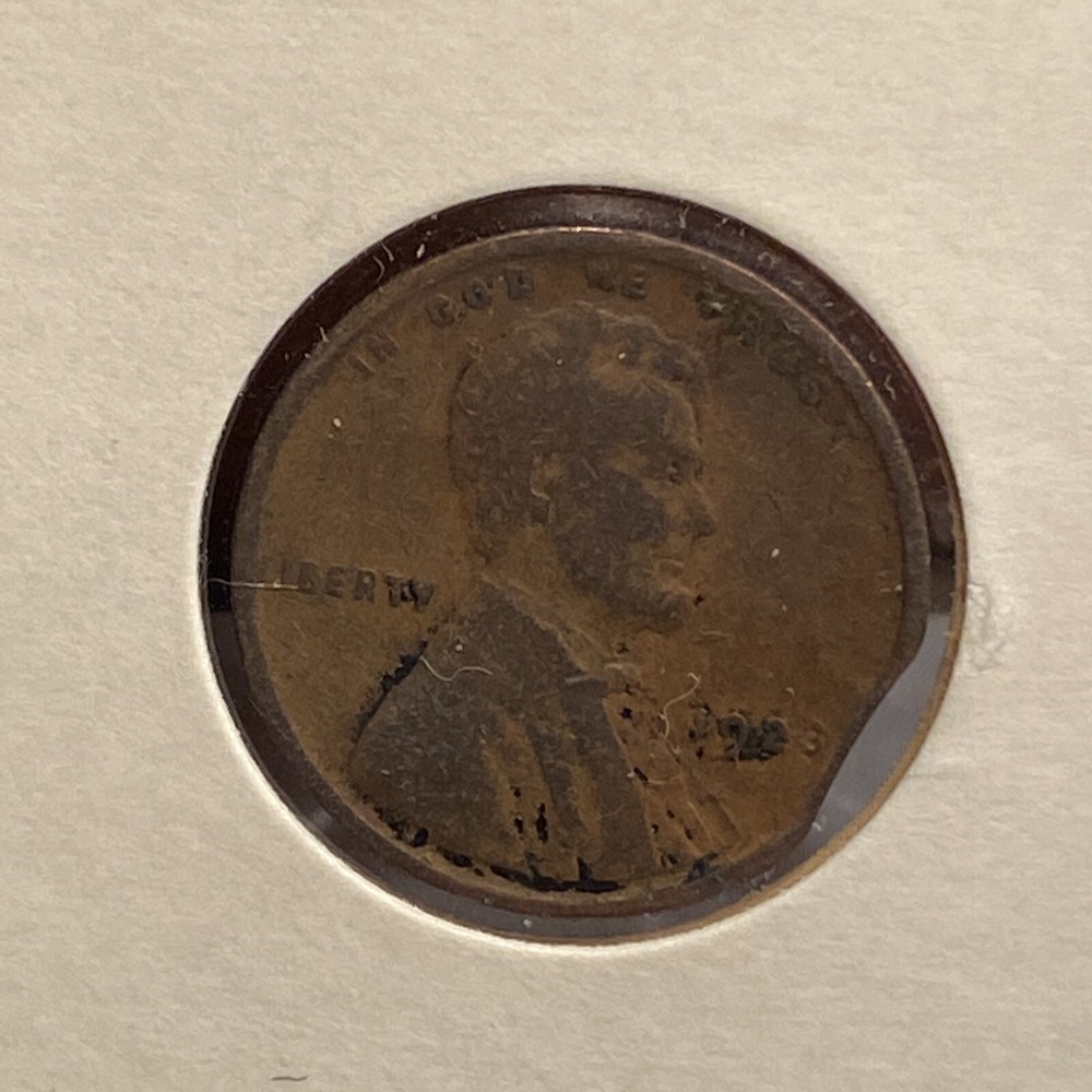 1923 Lincoln Wheat Cent Clipped Planchet Clip Error FN