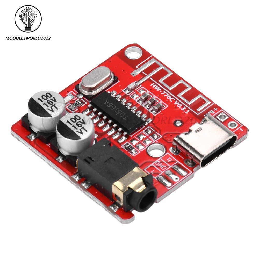 5pcs 3.7-5V Type-c Mini Bluetooth Audio Decoder Board MP3 Audio Receiver Module