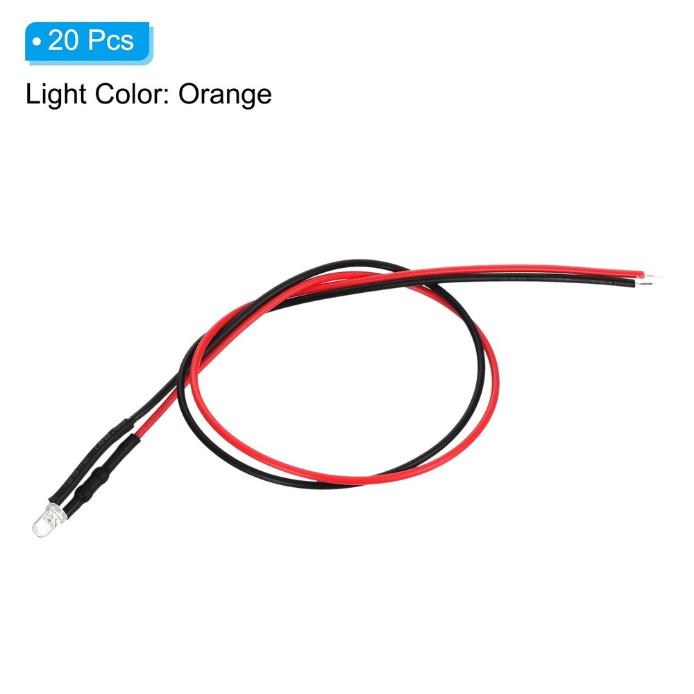 3mm LED Diode Light, 20 Pcs 24V DC, Orange Light